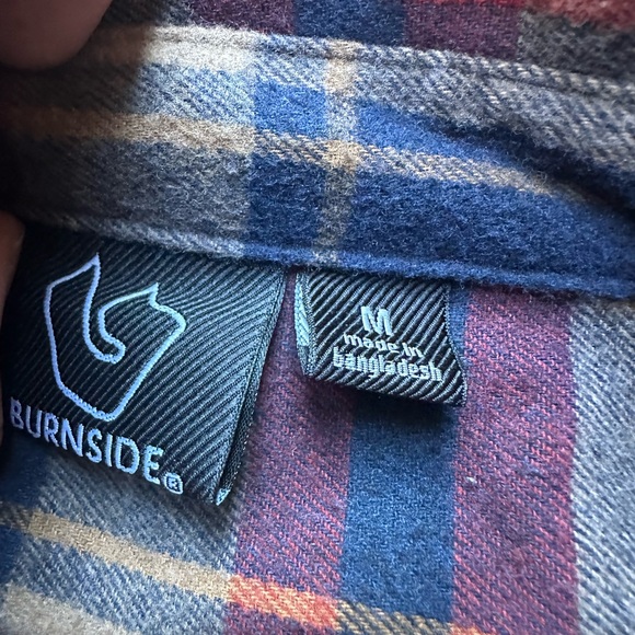 Burnside Men's Casual Plaid Shirt - Navy and Red - Picture 2 of 7